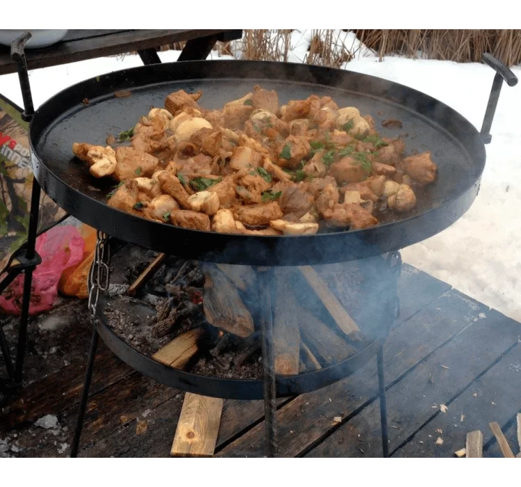 Садж, сковорода та підставка для розведення вогню на розбірних ніжках (50 см.)